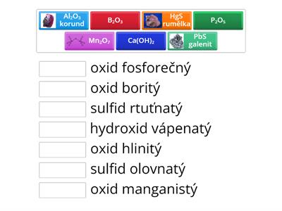 sulfidy, oxidy - vzorce