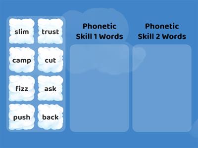 Phonetic Skill 1 and Phonetic Skill 2 Word Sort (look at the ending consonants)