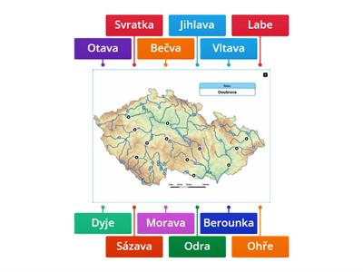 Řeky ČR - slepá mapa