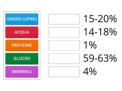 Percentuali nel corpo MASCHILE ADULTO