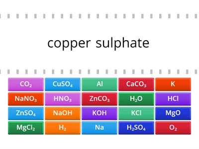 Chemical names and formula