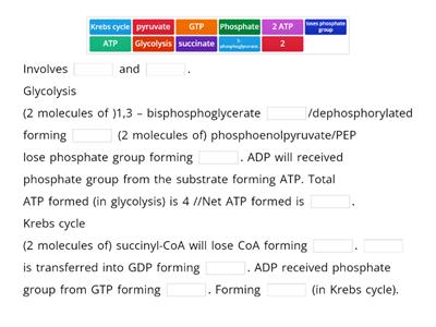 Describe the process of ATP formation when glucose is completely oxidized via substrate level phosphorylation