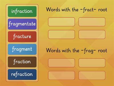 Or Latin Root -fract- / -frag- Word Sort