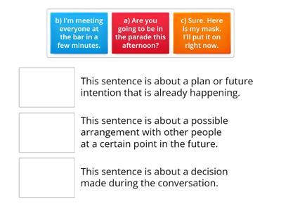 Match the sentences with the correct definition.