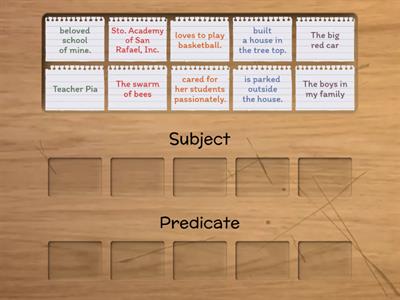 (F8)Subject and Predicate (Identify if the given phrases are the Subject or the Predicate of a sentence.)