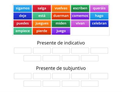 Presente de indicativo - Presente de subjuntivo