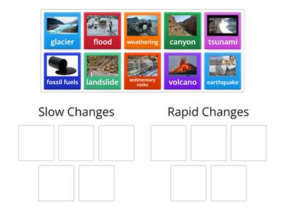 Rapid vs Slow Changes to Earth's Surface Group Sort (5th Grade Science)