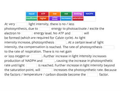 Discuss how light intensity affects the rate of photosynthesis.