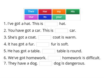 7th grade - Possesive pronouns