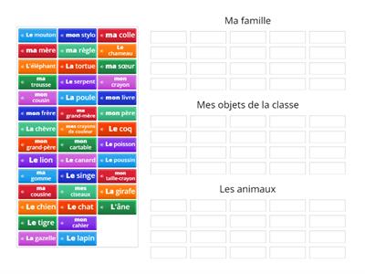 Ma famille - Mes objets de la classe -  Les animaux