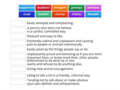 Personalities Vocabulary (Upper Review)