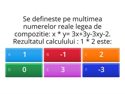 Test de pregatire pentru bacalaureat la unitatea de invatare: legi de compozitie pentru clasa a XII-a profil pedagogic 