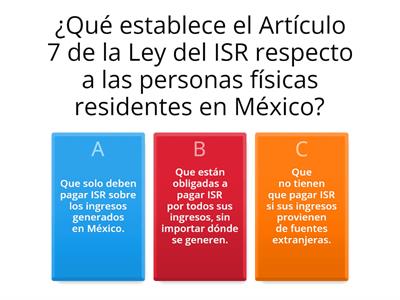 LEY DEL ISR Artículo 7 y 8