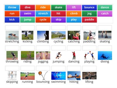 A1. Sports : Action Verbs and their activities