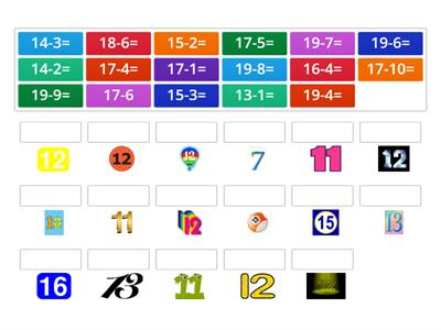 MATEMATIKA - odčítání do 20 bez přechodu desítky