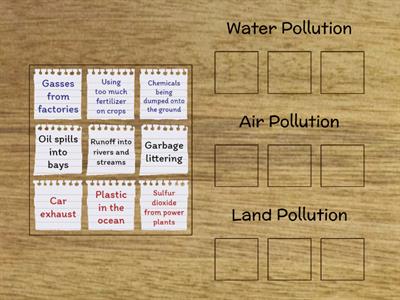 Types of Pollution Sorting