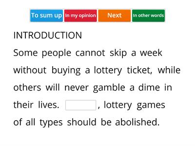 Linking Words (Lottery)