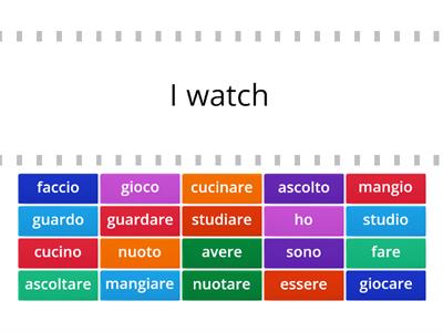 Match the verb- infinito o prima persona 
