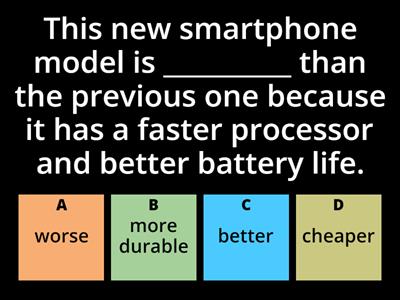 Market Competition Vocabulary Quiz: Gadgets and Cars