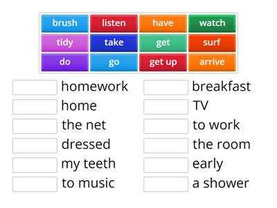 Daily routines collocations