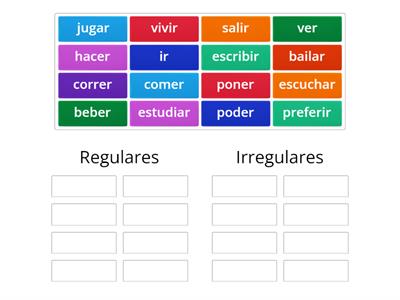 Verbos regulares vs irregulares