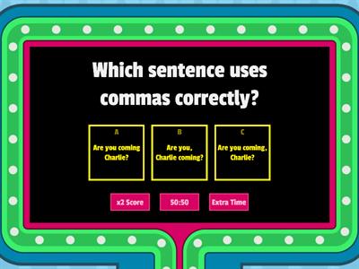 Commas Game Show Practice