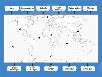 carte du monde (continents et océans)