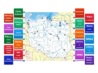 POLSKA (podstawa) - mapa fizyczna - wody 