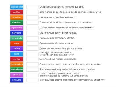 Palabras de la Semana 5 (Q1W5) Match Up