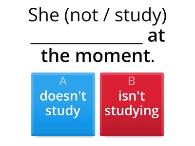 Present Simple vs Present Continuous  homework- choose the correct answer