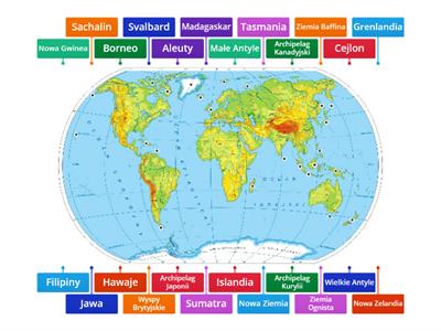 Mapa fizyczna świata - Wyspy