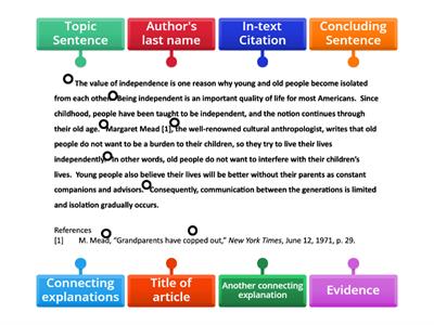 Label the Paragraph Parts (citations and evidence)
