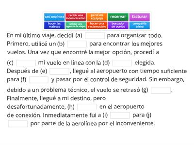 Español B1: De viaje - texto para completar