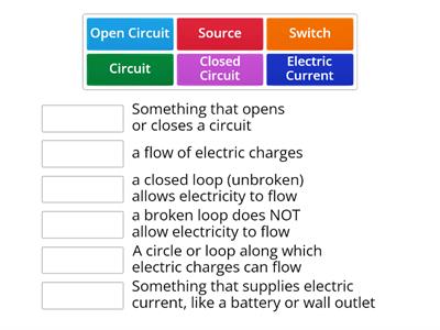 Electricty: Lessons 3 and 4 Vocabulary
