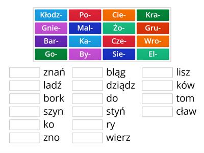 XIII-wieczne miasta. Proszę połączyć ze sobą kolumny, tak by utworzyły nazwy starych miast.