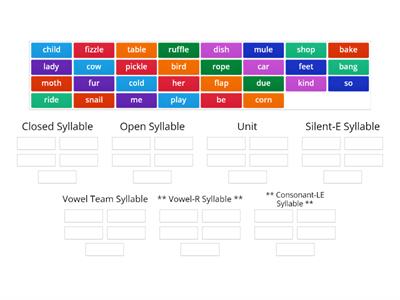 Syllable Types Sort - 7 types, including Units