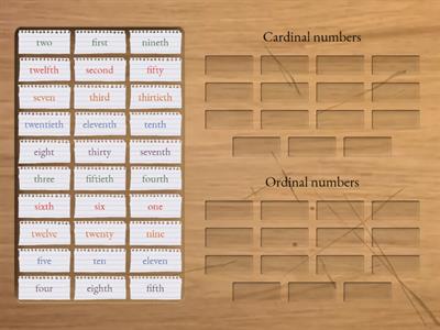 Numbers - cardinal and ordinal