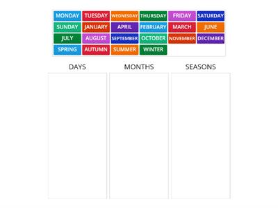 SEASONS, DAYS OF THE WEEK AND MONTHS