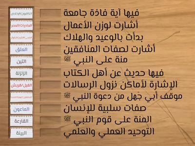 تقييم جزء عم (3)  من الضحى للناس