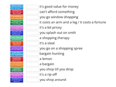 Shopping idioms