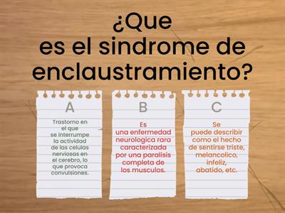 ¿Cuanto sabes del sindrome de enclaustramiento?