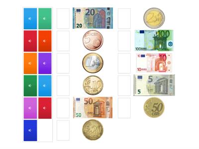 14. Money: matching euro coins and notes