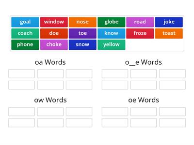 Long o Spelling Word Games