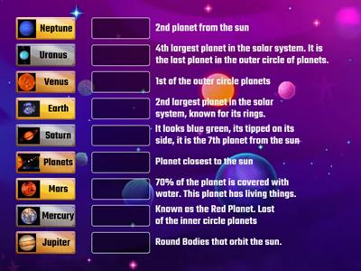 Planets Match Up (3rd Grade Science)