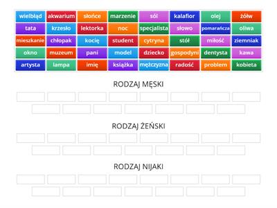 Mianownik - rodzaj (rzeczownik)