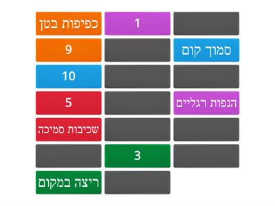 משחק הזיכרון לפי צבעים, התאימו את 2 הכרטיסים בעלי אותו הצבע ובצעו את התרגיל לפי מספר החזרות שרשום