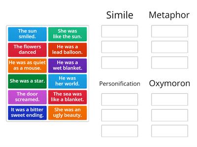 Metaphor, Simile, Personification and Oxymoron Quiz