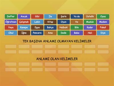 TEK BAŞINA ANLAMI OLMAYAN KELİMELER