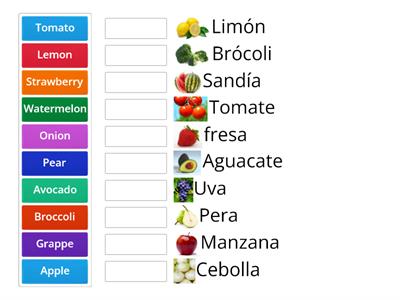 Frutas y Verduras en Ingles 