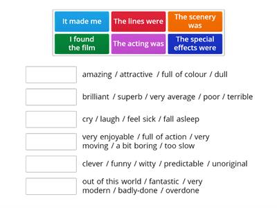Match the two parts of the sentences to form opinions about a film